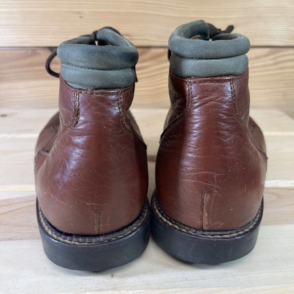 H.S. TRASK & Co Buffalo Hide Boots Mens 8.5 Hand Crafted Brown Green Style 1117 - Picture 10 of 16